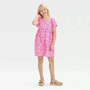 Barbie Floral Cotton Puff Sleeve Dress Size Large (10-12) Daisy Sunshine NWT